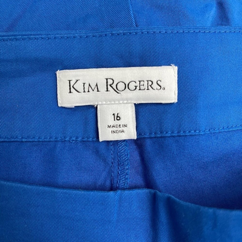 Kim Rogers Women's Scallop Hem Bright Blue Capri Pants Size 16 - Picture 5 of 6